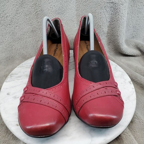 Hush Puppies Shoes Womens Size 11 Red Leather Burlesque Brogue Flats - Picture 3 of 10